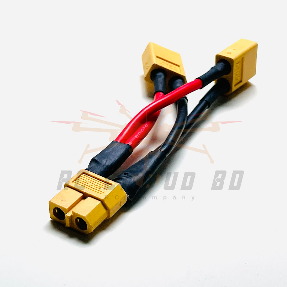  XT60 Parallel Battery Connector Cable 1 Female to 2 Male with 14AWG Silicone Wire for RC Lipo